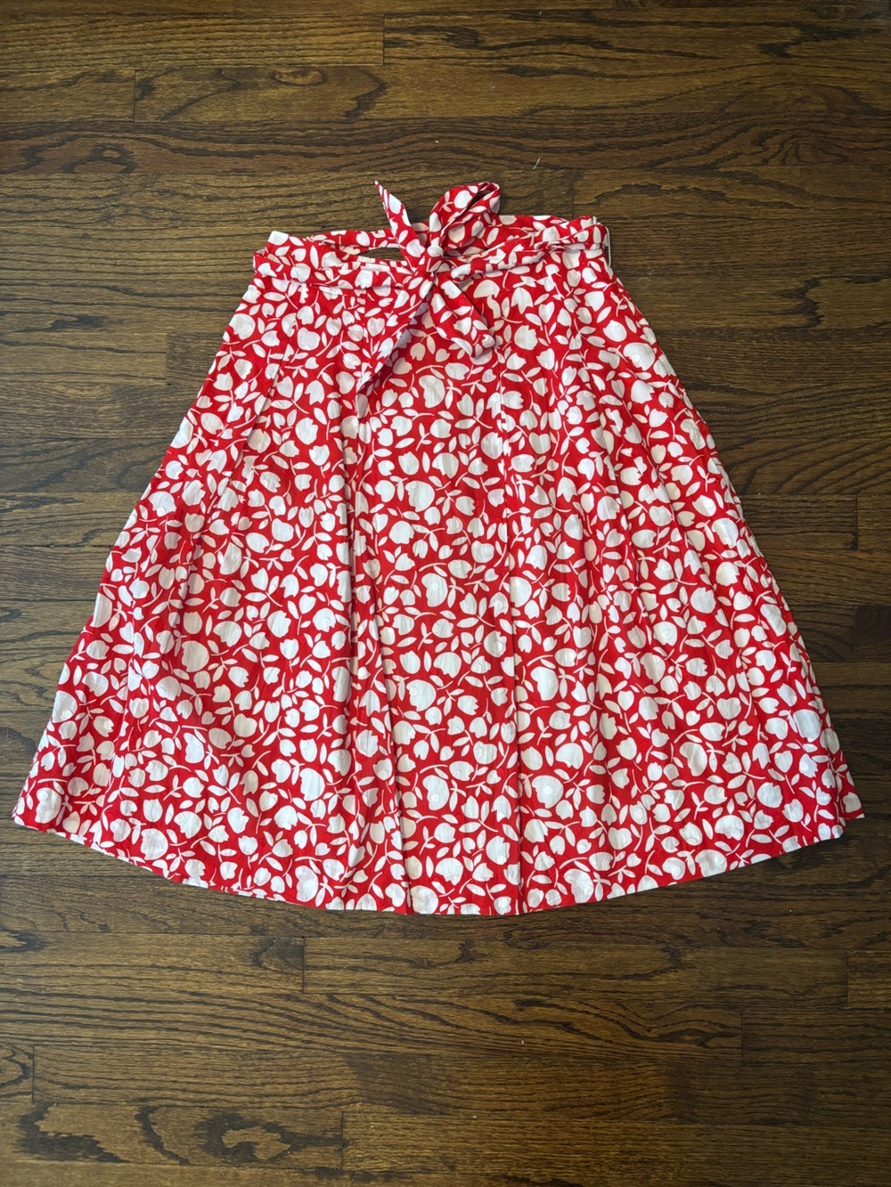 Talbots Petite Floral Coastal Tulip Pleated Cotton Midi Skirt Size 6P